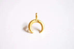 Matte Wholesale Gold Crescent Moon Charm- Small Crescent Charm, Double Horn, Gold Half Moon, Tiny horn Charm, Upside Down Crescent, Letter C, 274