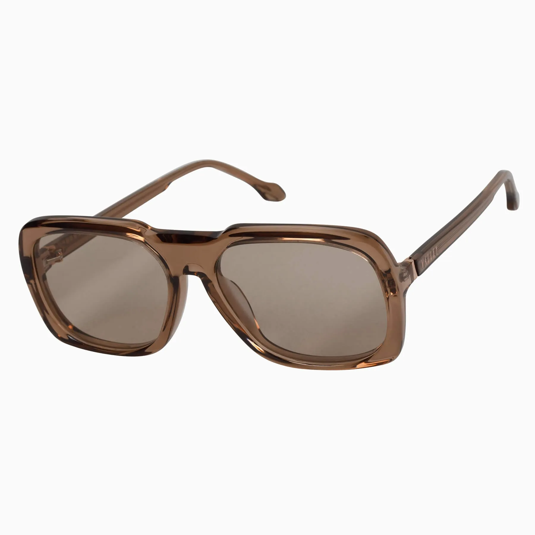 Memoir | Sunglasses - Transparent Mocha w. Rose Gold Metal Trim / Light Brown Lens