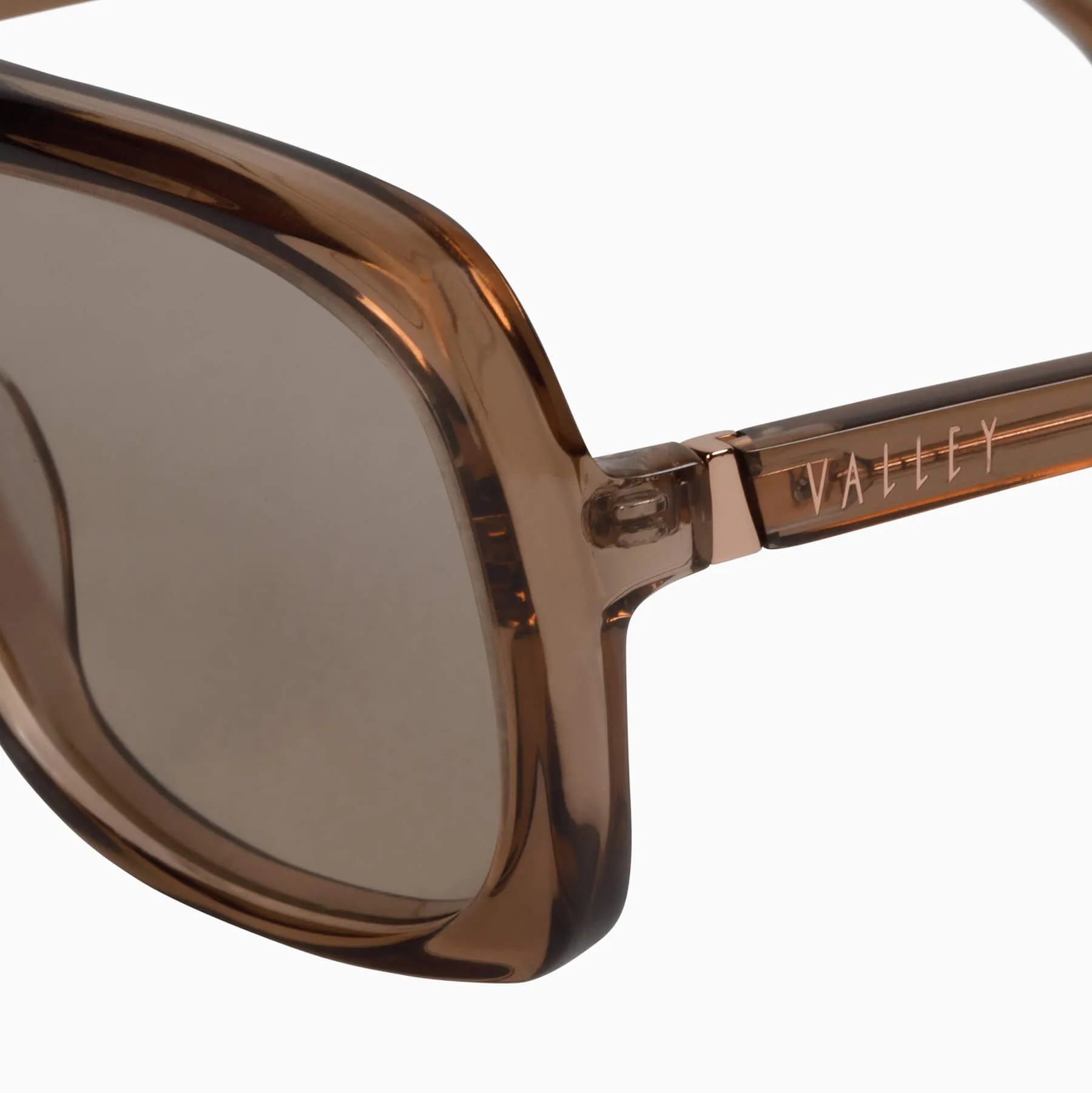 Memoir | Sunglasses - Transparent Mocha w. Rose Gold Metal Trim / Light Brown Lens