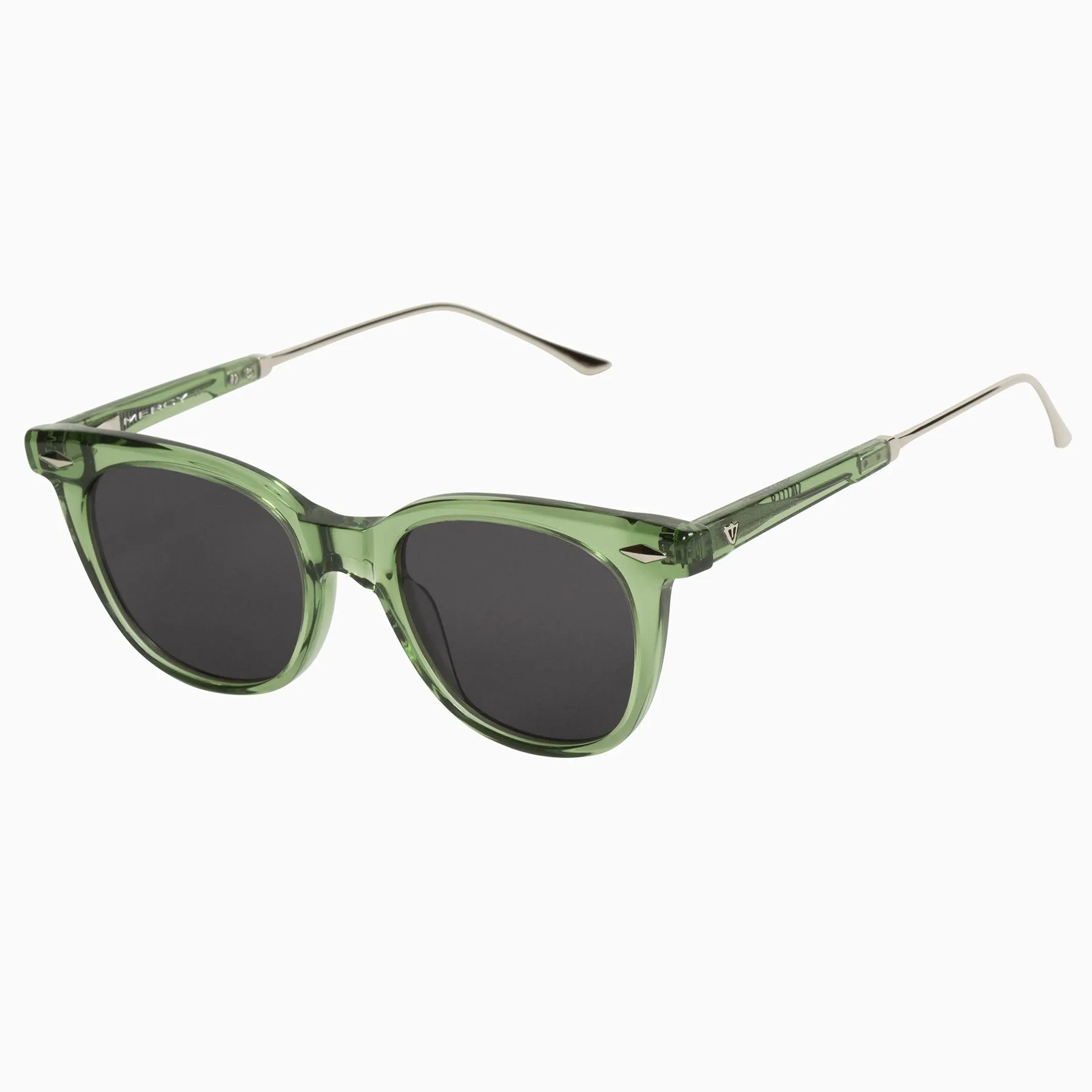 Mercy | Sunglasses - Bottle Green w. Silver Metal Trim / Clear Lens