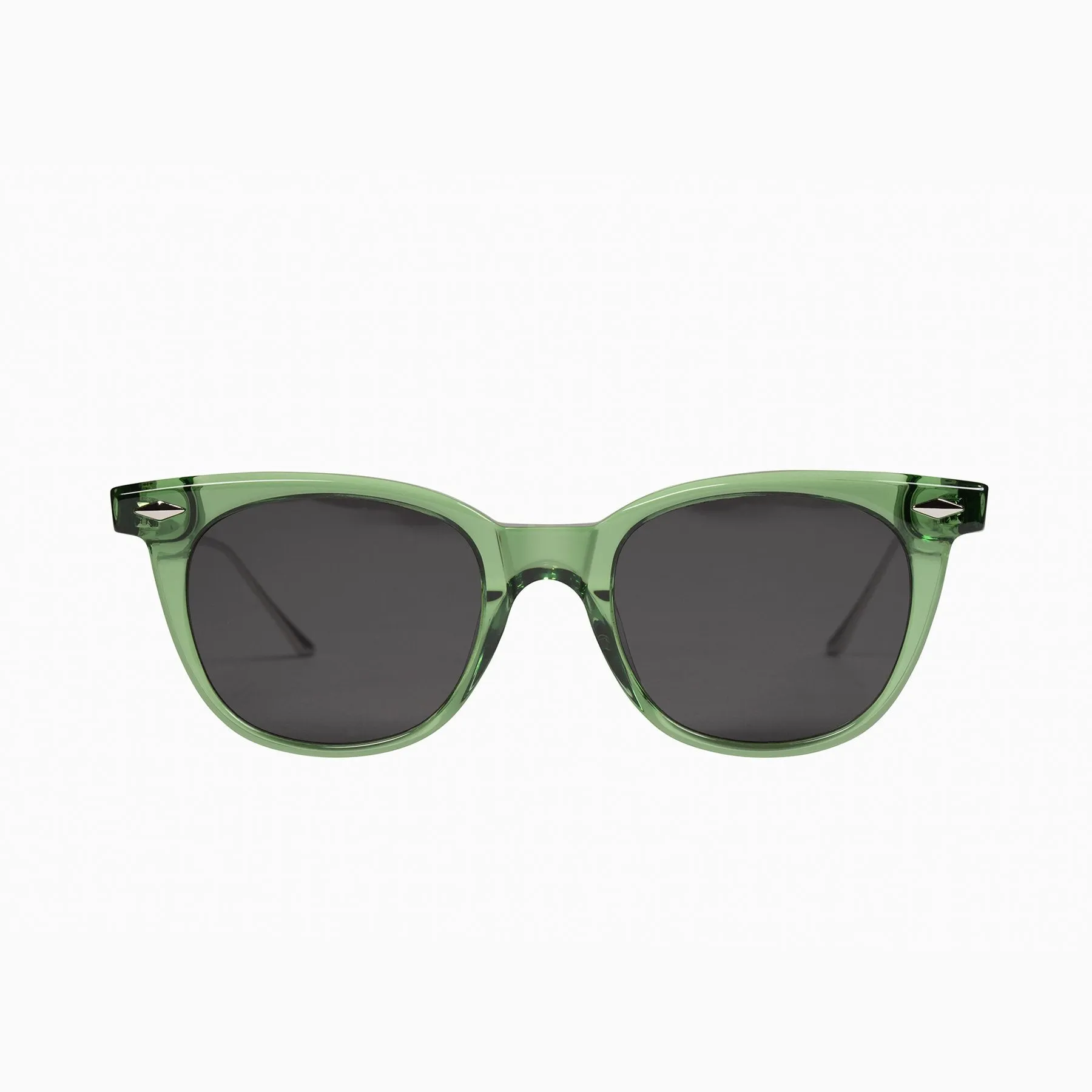 Mercy | Sunglasses - Bottle Green w. Silver Metal Trim / Clear Lens