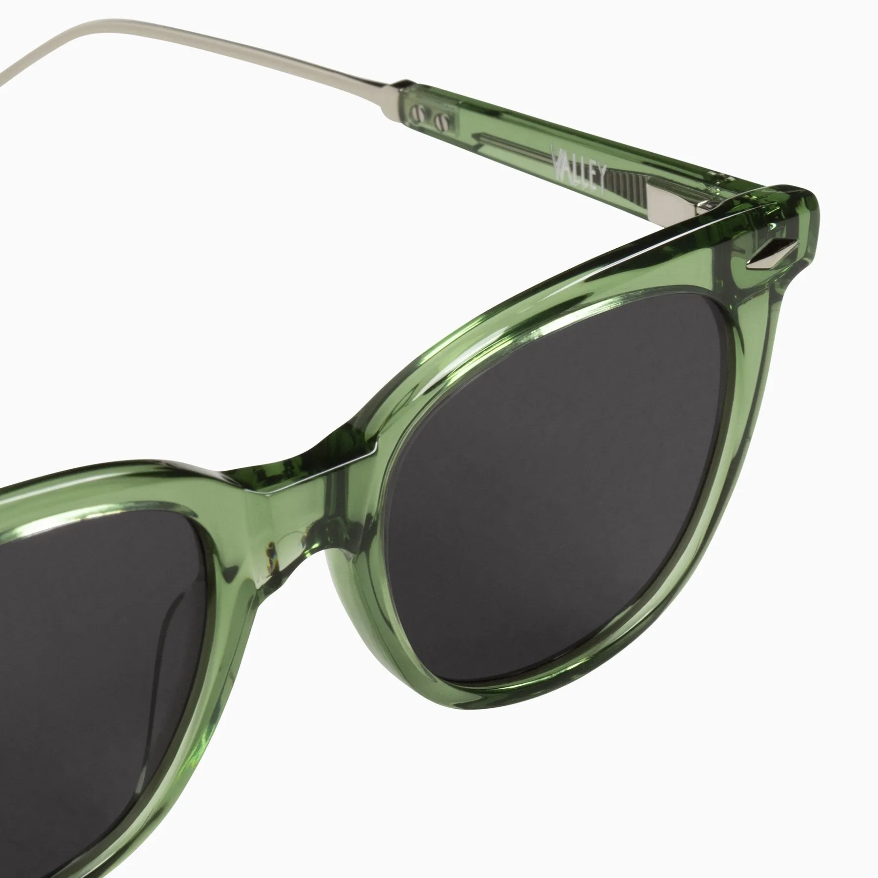 Mercy | Sunglasses - Bottle Green w. Silver Metal Trim / Clear Lens