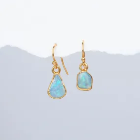 Mismatched Opal Earrings • Australian Fire Opals • Minimalist Summer Aesthetic • October Birthstone • Non Tarnish Waterproof • Daily Wear