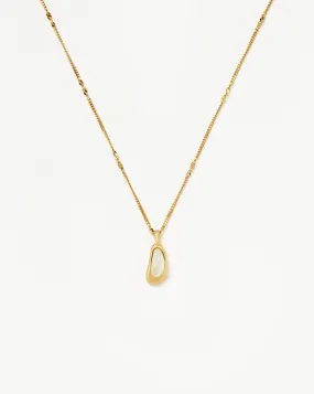 Molten Gemstone Bean Pendant Necklace | 18ct Gold Plated Vermeil/Rainbow Moonstone