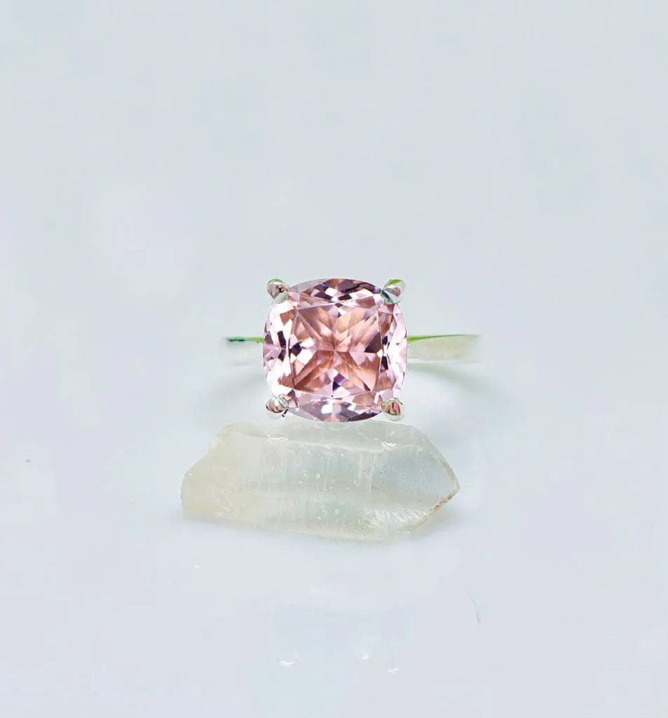 Morganite Ring 925 Sterling Silver Ring For Women Genuine Gemstone Ring Gift For Bridal Ring Unique Engagement Ring Handmade Ring Cute Ring