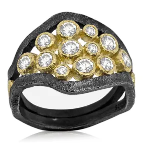 Mountain Stream Cluster Ring with Diamonds