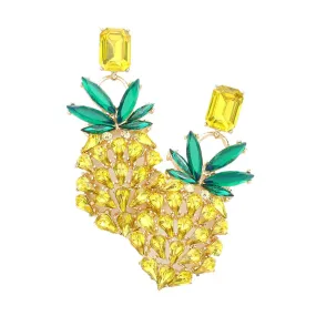 Multi Stone Pineapple Dangle Evening Earrings