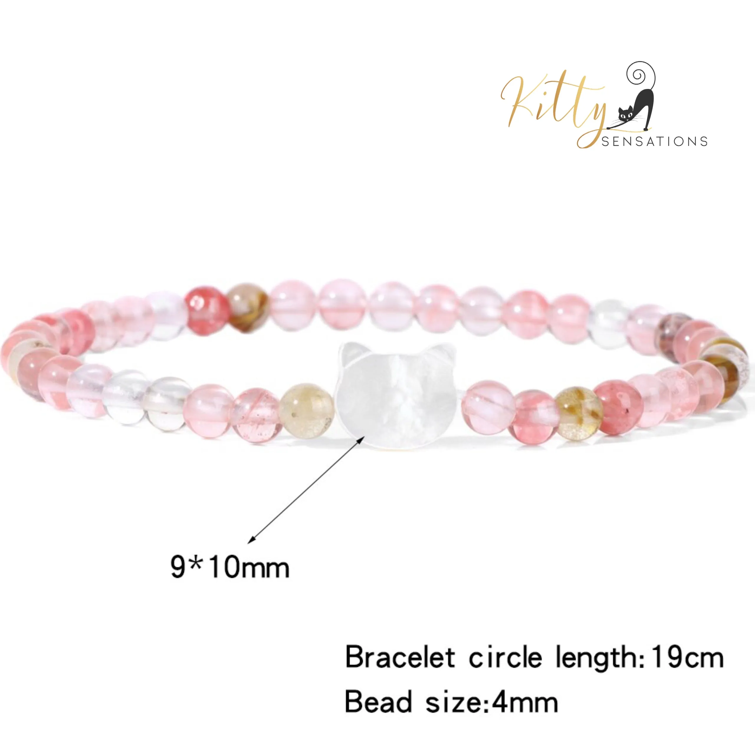 Natural Gemstones, Pearly Cat Face Bracelets