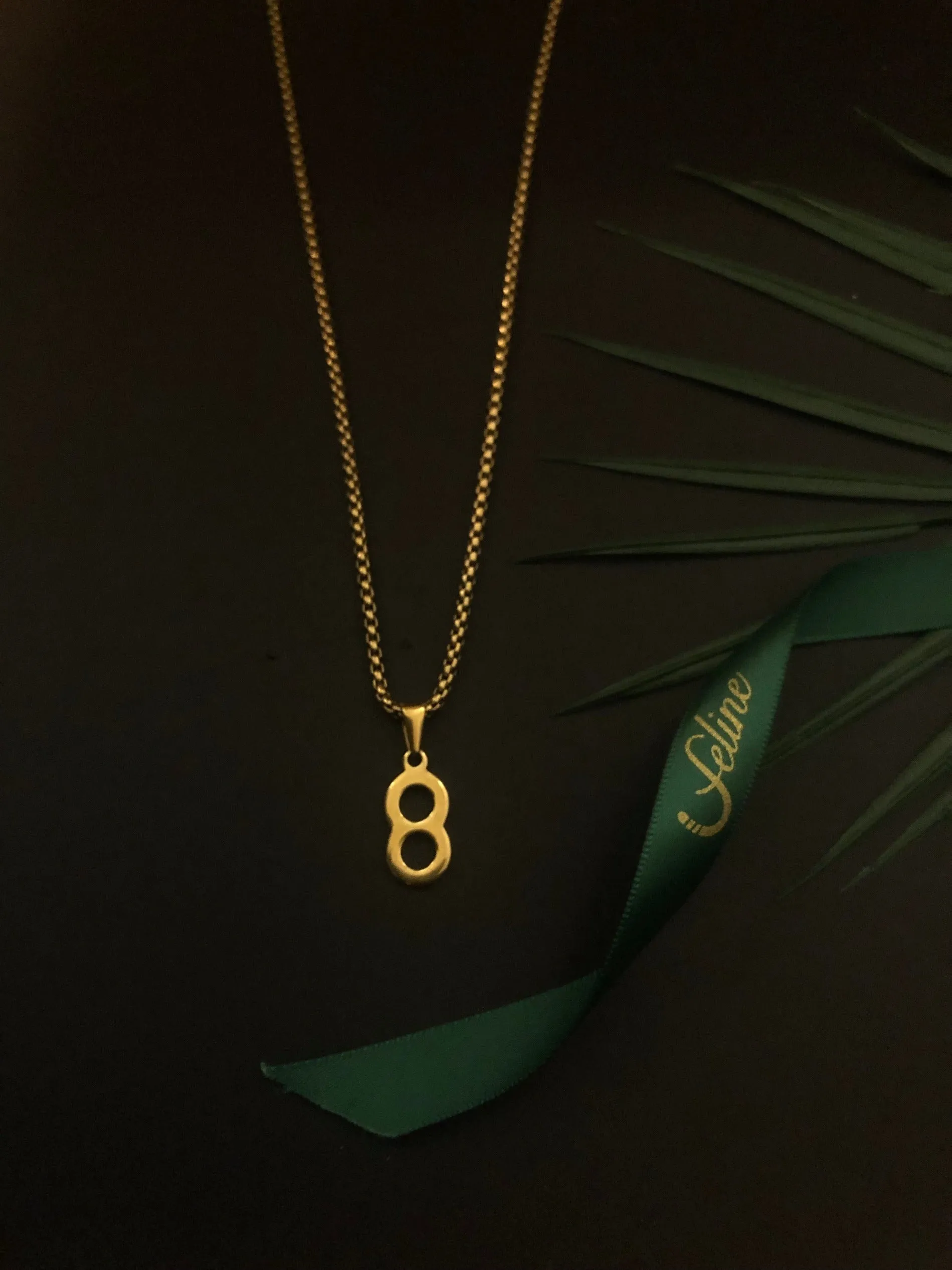 Number 8 Gold Dipped Pendant Necklace