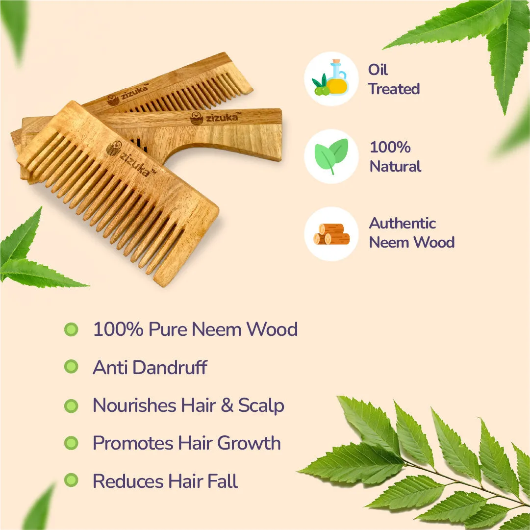 Oil Treated Neem Comb -Wide Tooth, Natural Detangling, Anti-Static