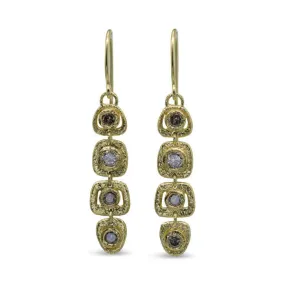 Open Pebble Organic Shape Earrings with salt & pepper diamonds