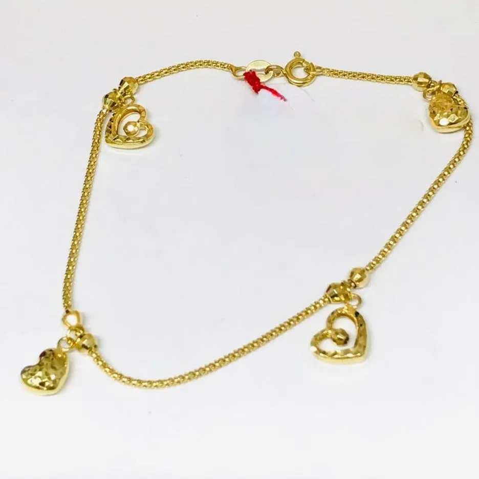 Open Solid Heart Bracelet 18K Gold