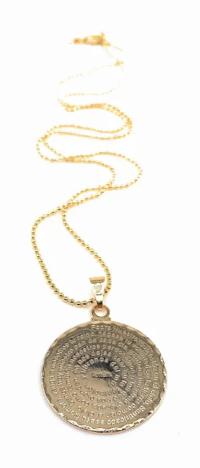 Our Lord Pray Necklace, Our Father Prayer Pendant, Gold Plated Chain, Gold Plated Our Father Spanish Prayer Necklace, Oracion Padre Nuestro