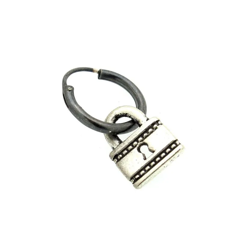 Padlock mens earring