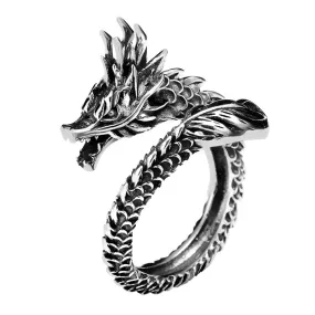 Petite Sterling Silver Vintage Gothic Ancient Dragon Ring