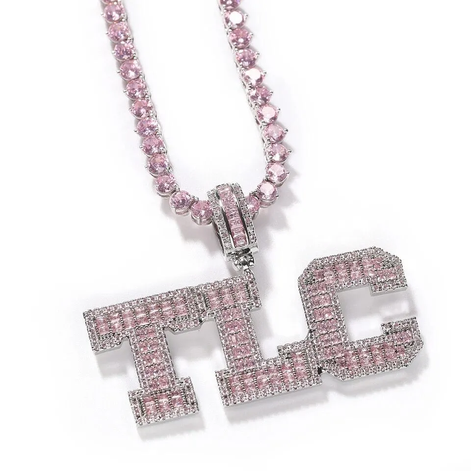 Pink Baguette Name Necklace