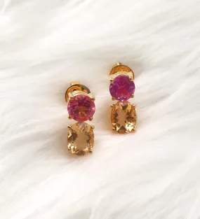 Pink Topaz & Citrine Separates Earrings