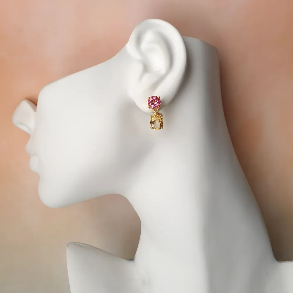 Pink Topaz & Citrine Separates Earrings