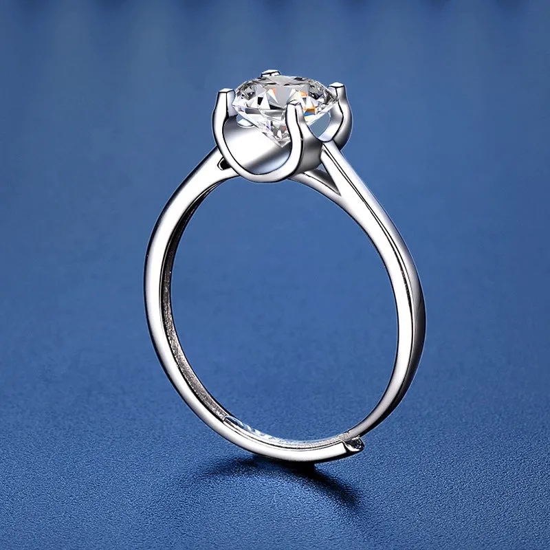 Plain Square Moissanite Diamond Ring