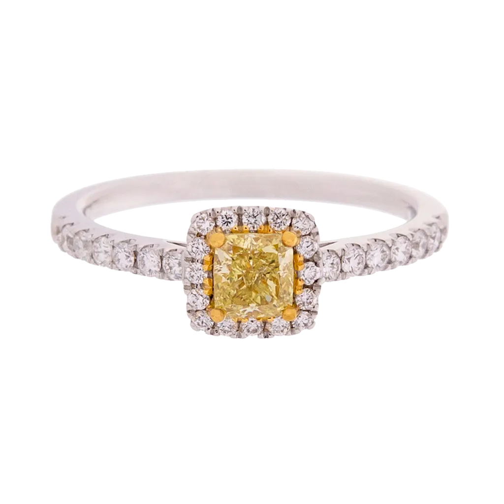 Princess Cut Fancy Yellow Diamond Ring