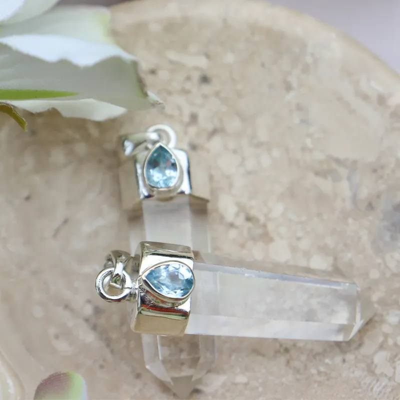 Quartz Blue Topaz Point Pendant