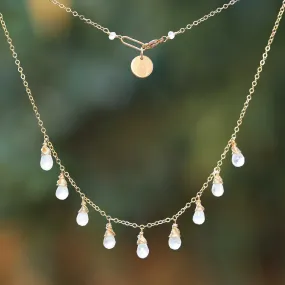 Rainy Day - Moonstone Droplets Gold Necklace