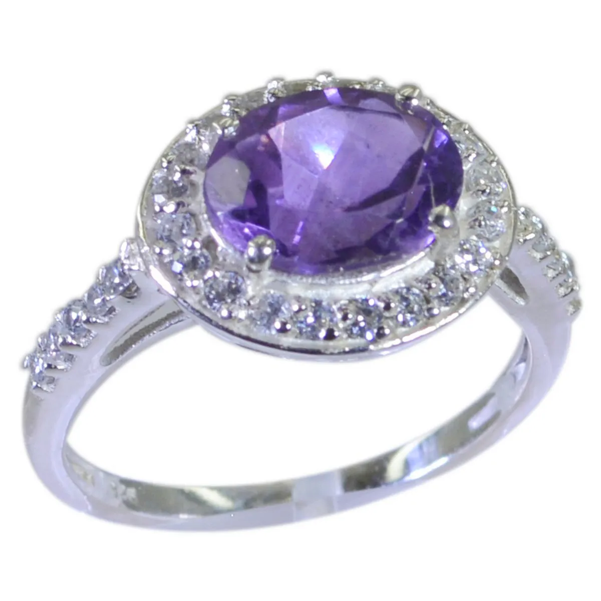 Riyo Chocolate-Box Gem Amethyst 925 Silver Ring Forever Brilliant