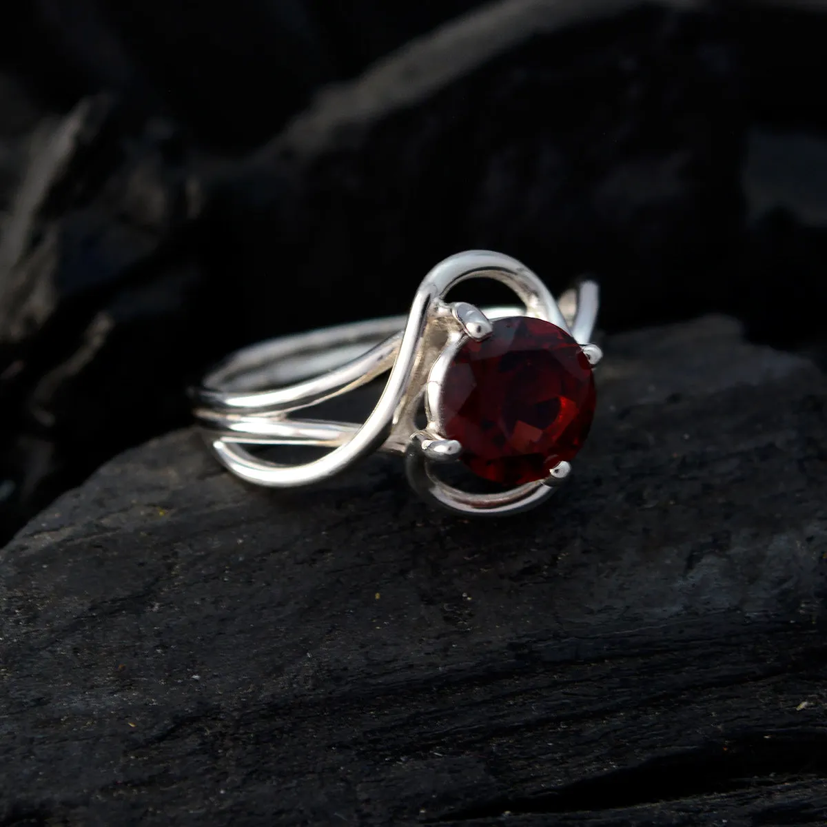 Riyo Chocolate-Box Gems Garnet 925 Sterling Silver Ring Bohemian