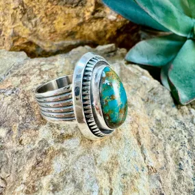 Royston Turquoise Sterling Silver Ring by Leonard Nez Size 8