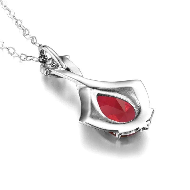 Ruby Goth Heart 925 Sterling Silver Pendant (No Chain)