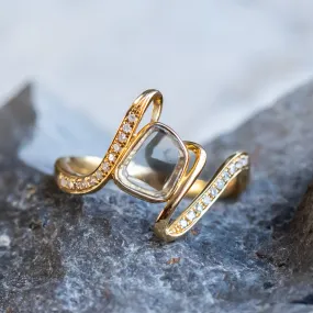 Rustic Diamond Slice Ring in 18k Yellow Gold