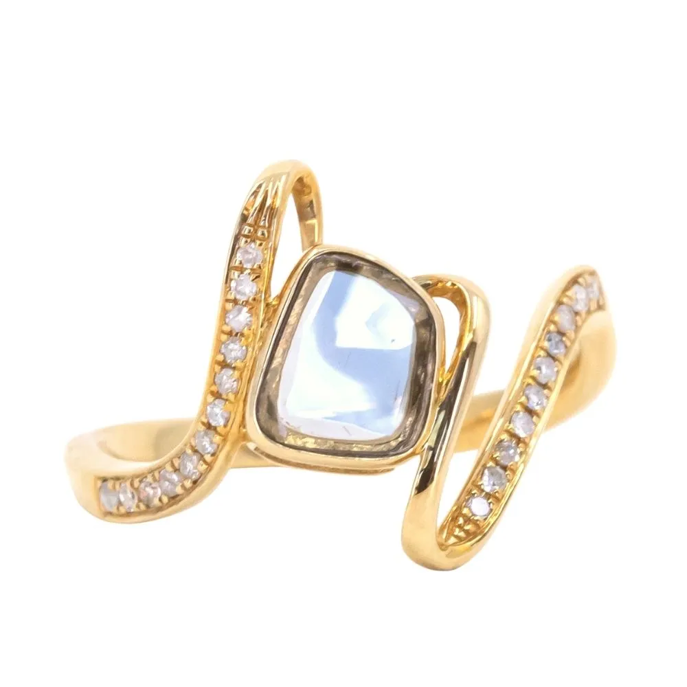 Rustic Diamond Slice Ring in 18k Yellow Gold