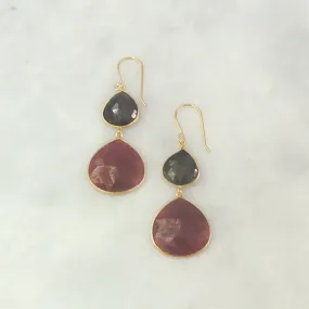 Sapphire & Ruby Double Drop Earrings