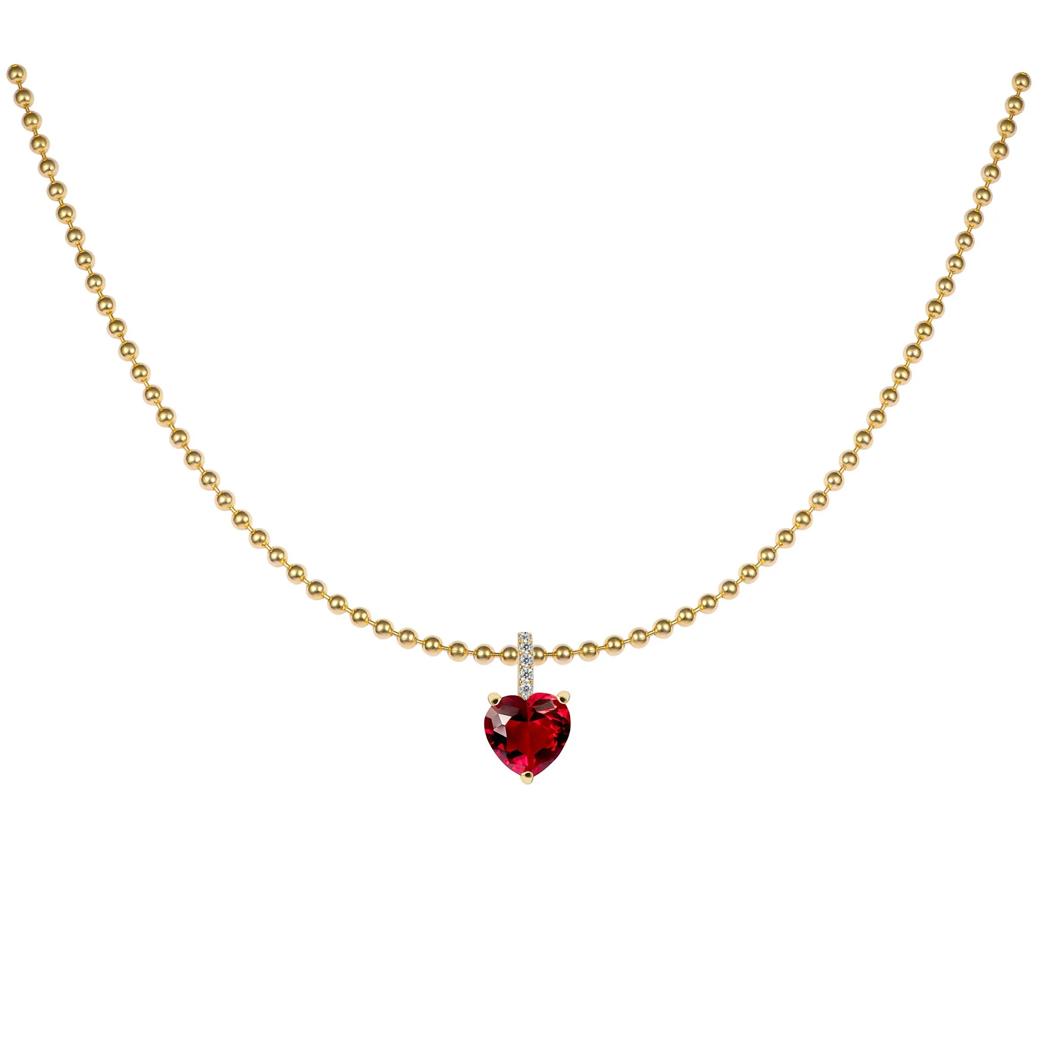 Silver gold plated ball chain single charm necklace