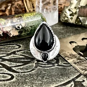 Size 10 Two Stone Ring- Black Onyx Crystal Ring Fine Silver / Foxlark Collection - One of a Kind