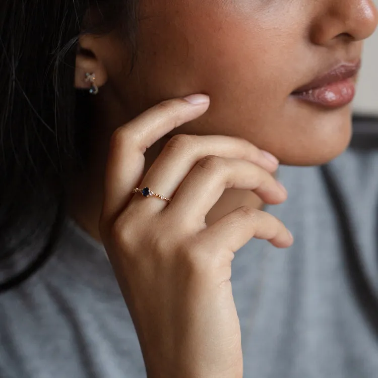 Solid Gold Something Blue Sapphire Ring