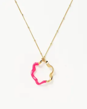 Squiggle Two Tone Enamel Pendant Necklace | 18ct Gold Plated Vermeil/Hot Pink