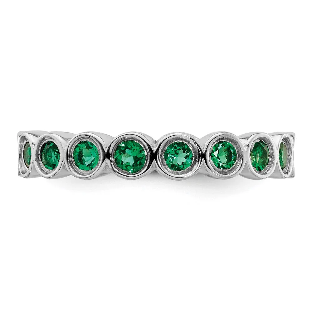 Stackable Expressions Created Emerald Ring in Sterling Silver