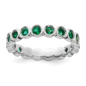 Stackable Expressions Created Emerald Ring in Sterling Silver