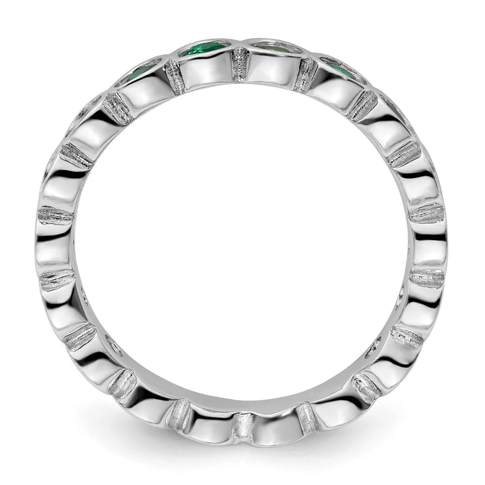 Stackable Expressions Created Emerald Ring in Sterling Silver