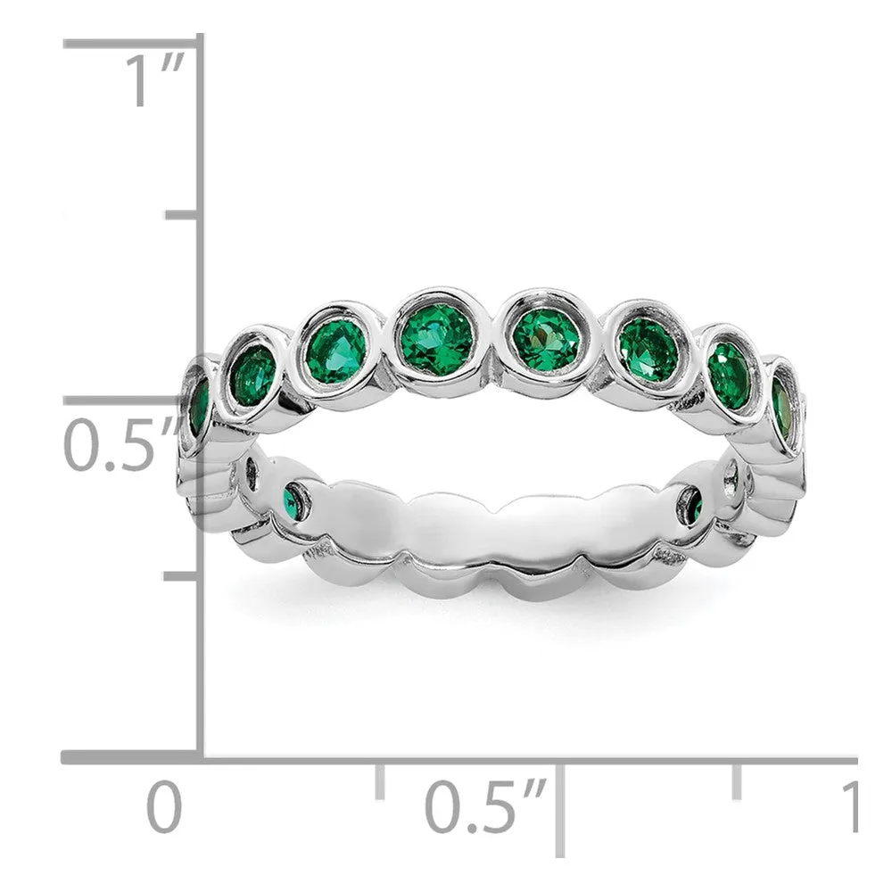 Stackable Expressions Created Emerald Ring in Sterling Silver