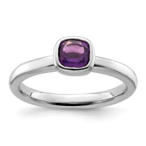 Stackable Expressions Cushion Cut Amethyst Ring in Sterling Silver