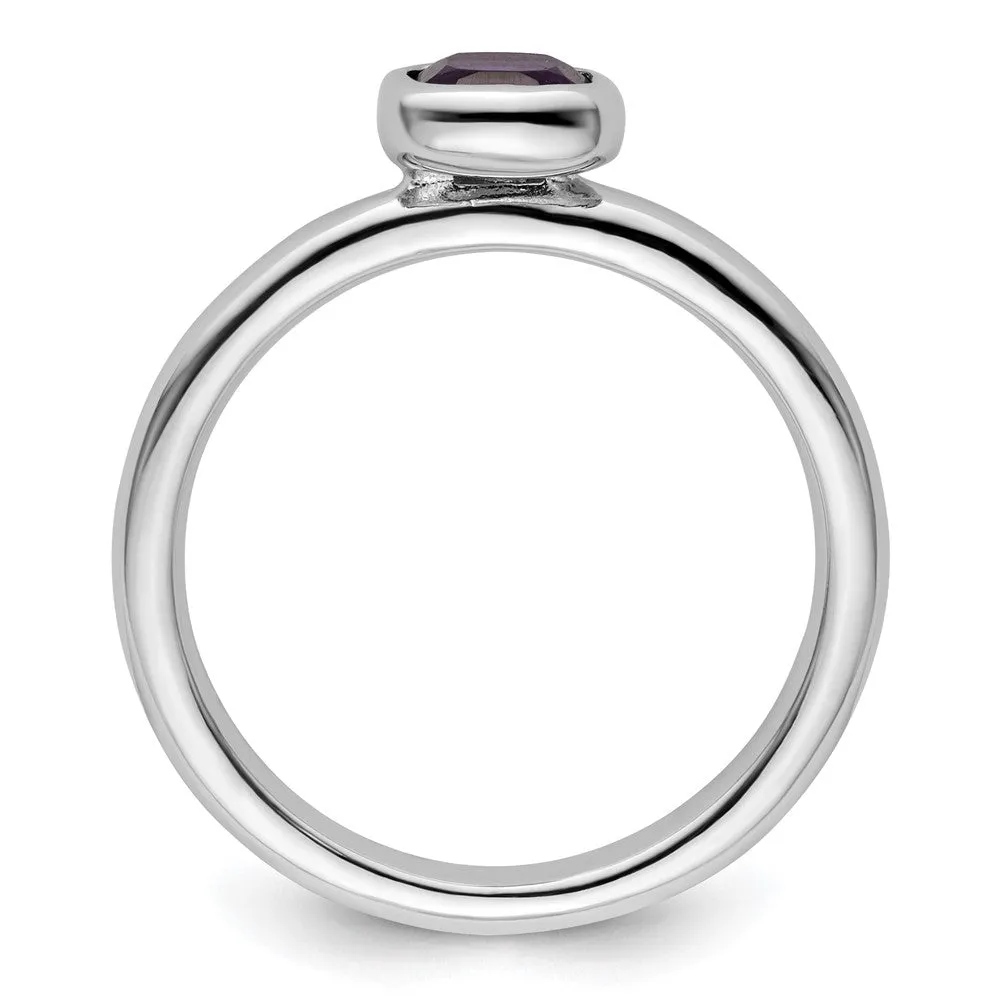 Stackable Expressions Cushion Cut Amethyst Ring in Sterling Silver