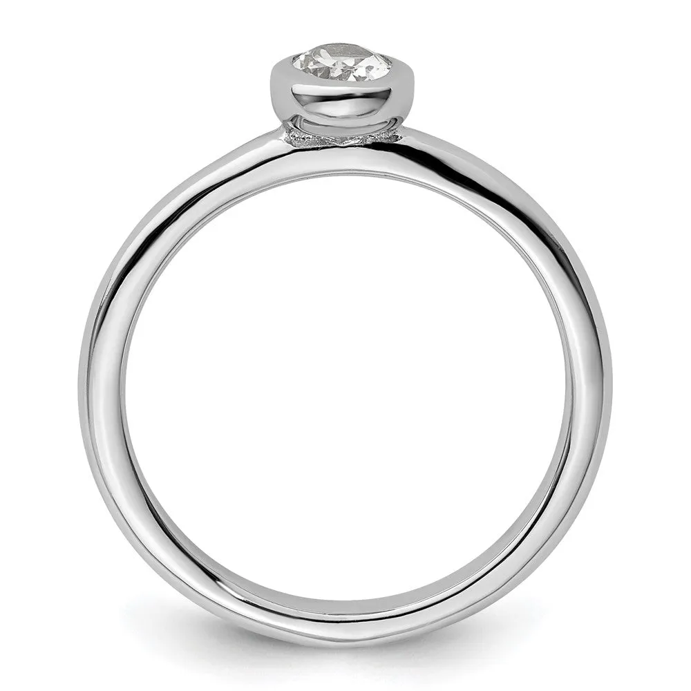 Stackable Expressions Oval White Topaz Ring in Sterling Silver