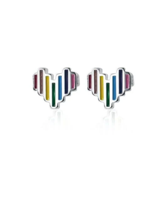 Sterling Silver Colourful Heart Earrings Baby Children Earrings