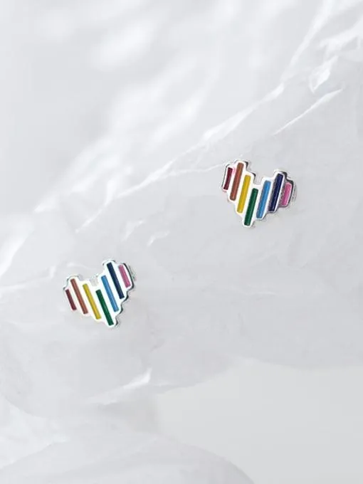 Sterling Silver Colourful Heart Earrings Baby Children Earrings