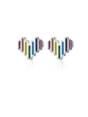 Sterling Silver Colourful Heart Earrings Baby Children Earrings