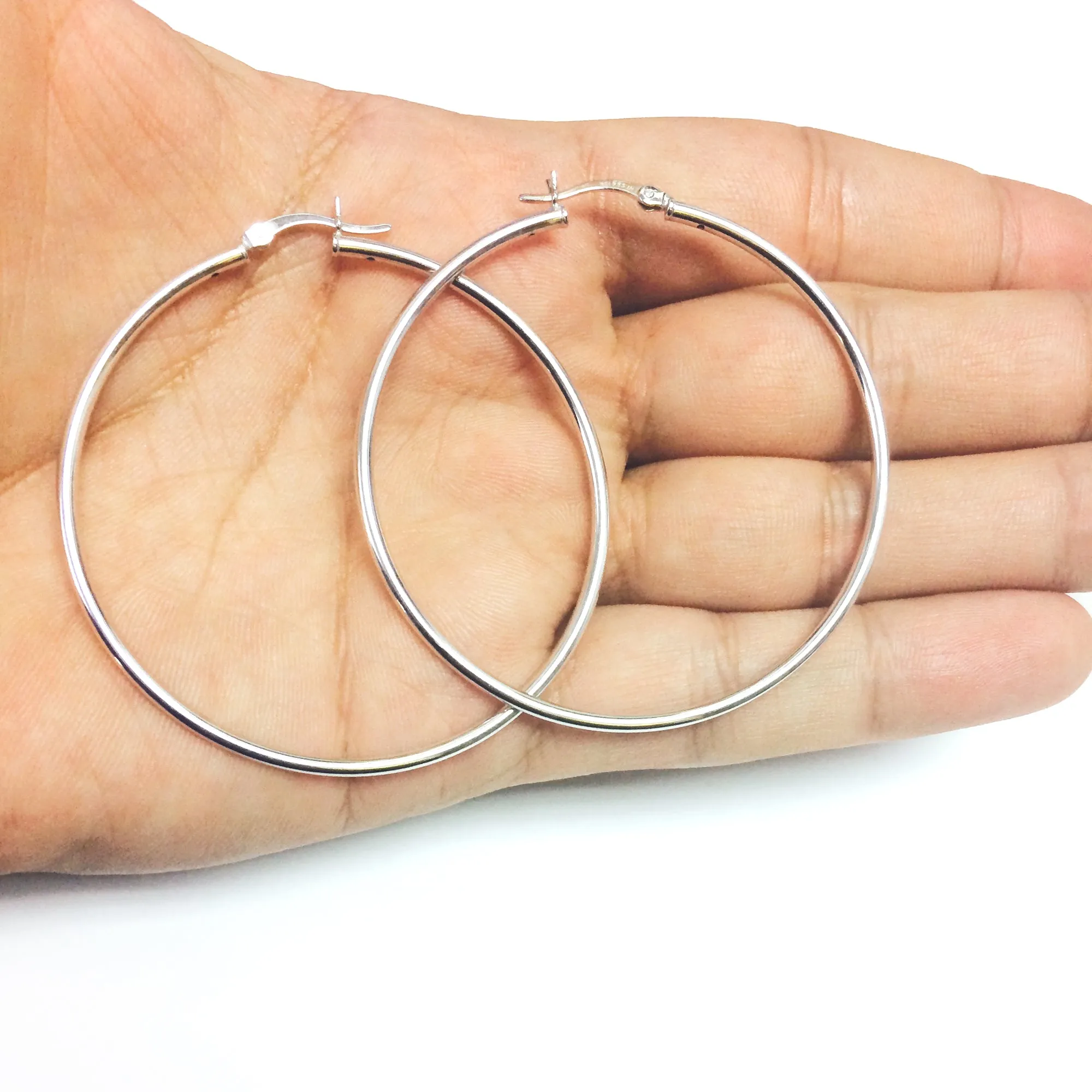 Sterling Silver Round Snuggable Huggie Hoop Earrings