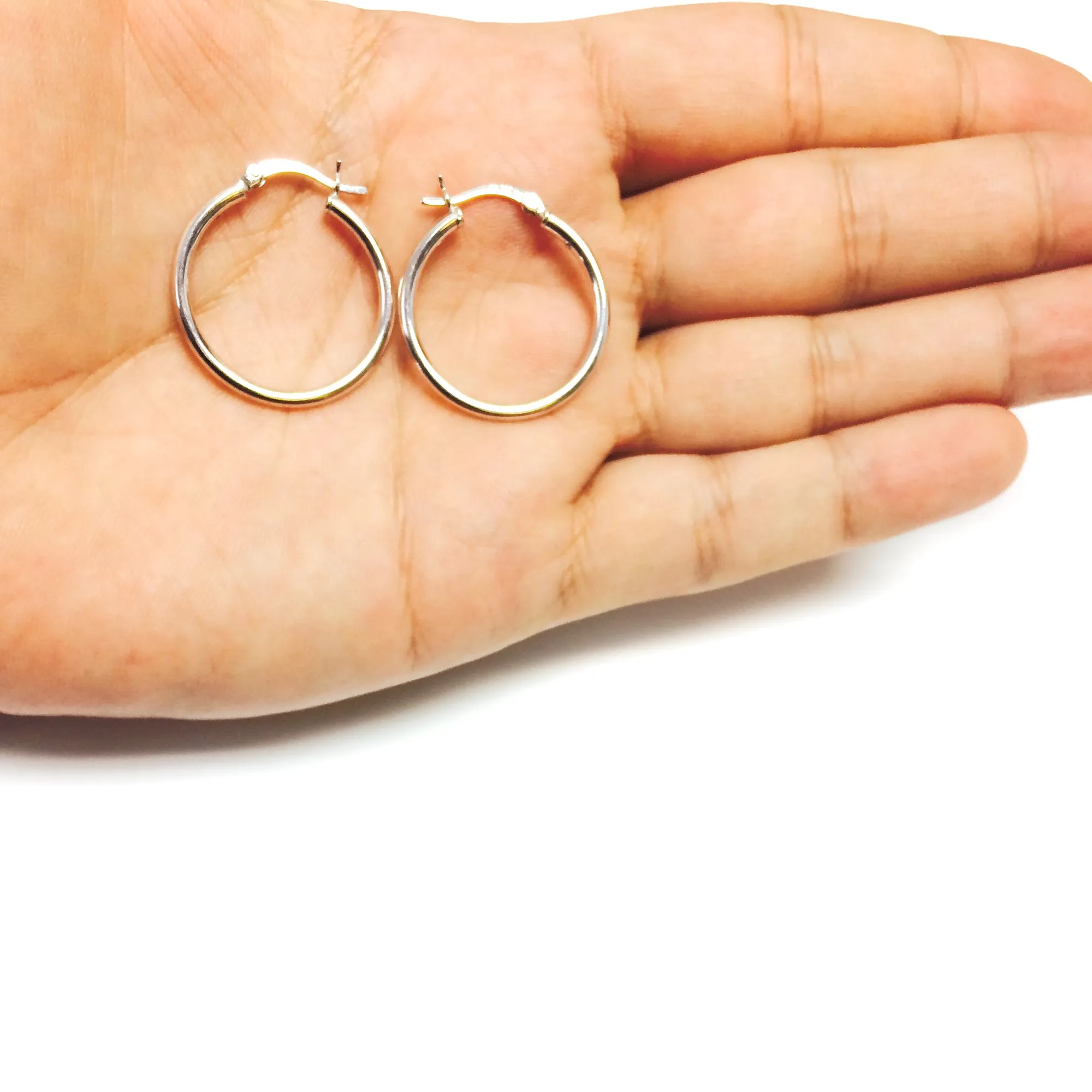 Sterling Silver Round Snuggable Huggie Hoop Earrings