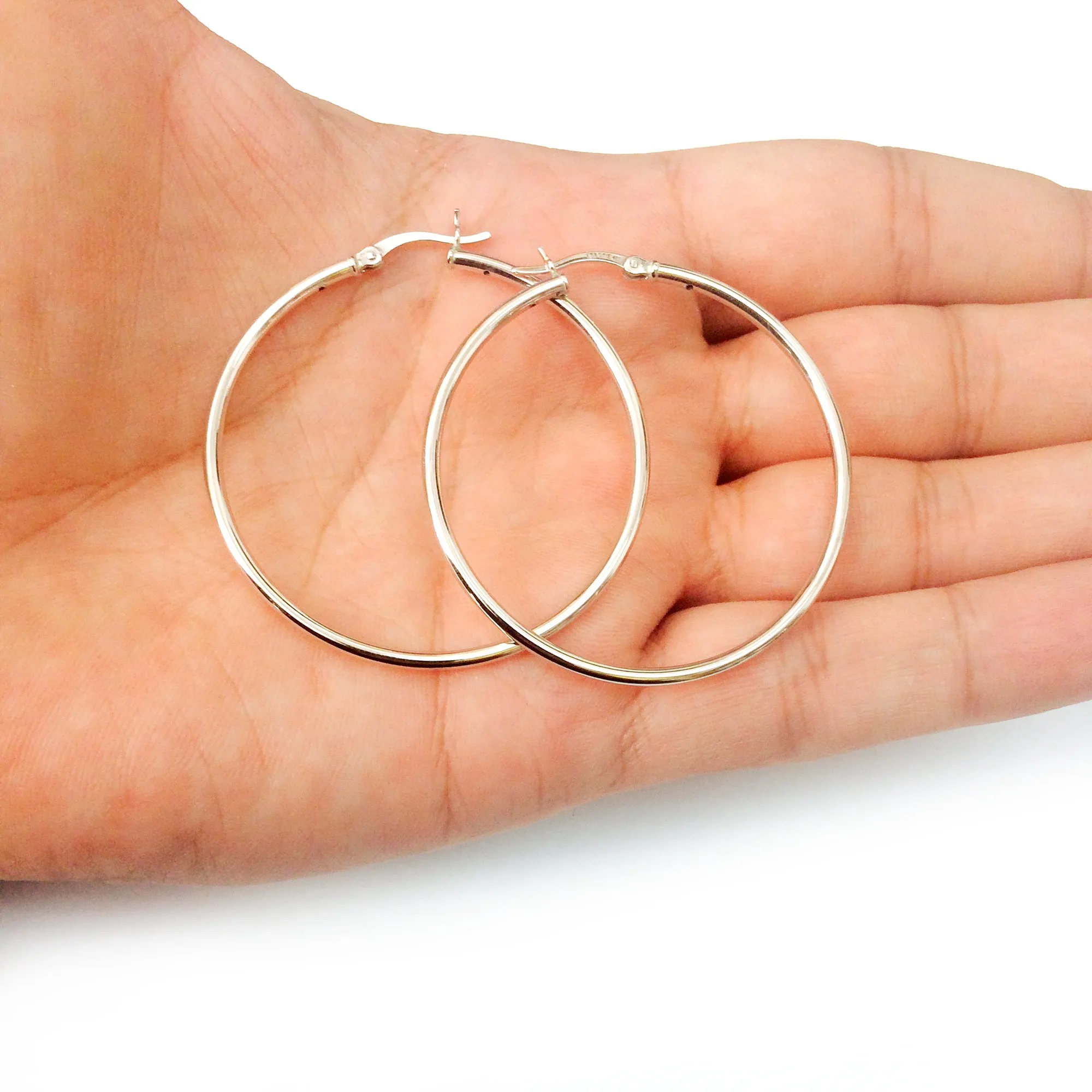 Sterling Silver Round Snuggable Huggie Hoop Earrings